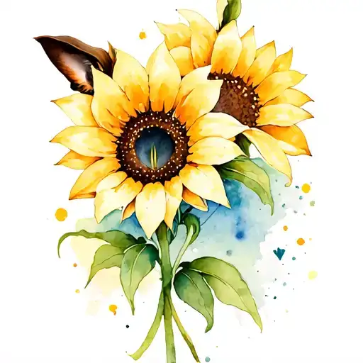 sunflower lily dog print tattoo design idea