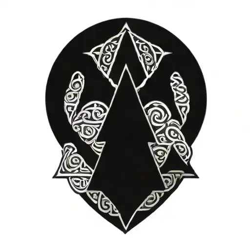 dragon with celtic knot scales wrapping around a Valknut  tattoo design idea