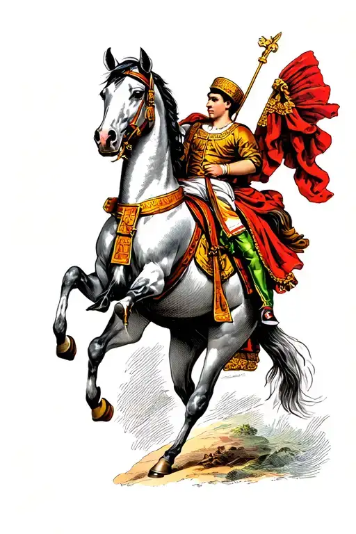 Horse in Rome's Senator wear SPQR Roman tattoo design idea