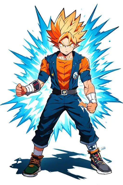 Bakugo from mha in season 8 where his is doing his victory pose with the definition of the quirk explosion behind him tattoo design idea