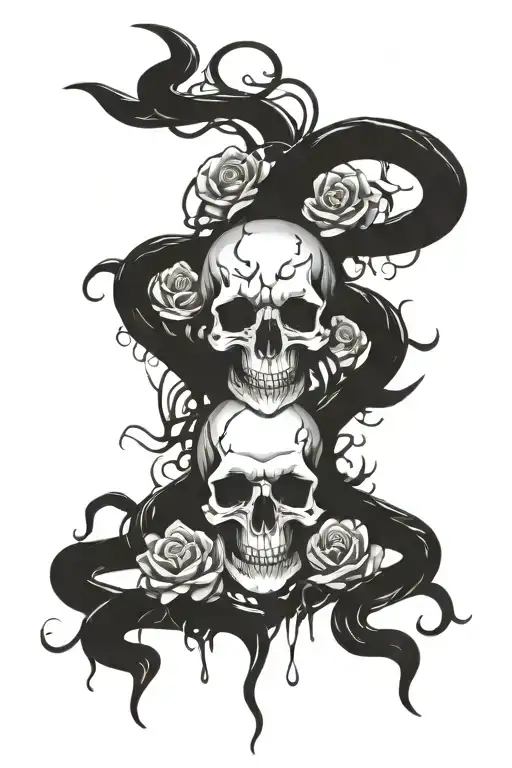 Artificial suicide bad omens intertwined with symbols tattoo design idea