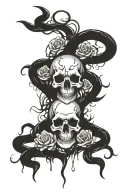 Artificial suicide bad omens intertwined with symbols tattoo design idea