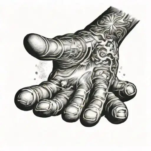 hand of God and outer space surrounded tattoo design idea