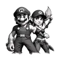 mario, crash bandicoot and lara croft tomb raider tattoo design idea
