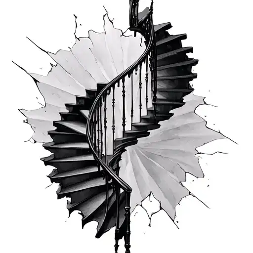 broken spiral staircase tattoo design idea