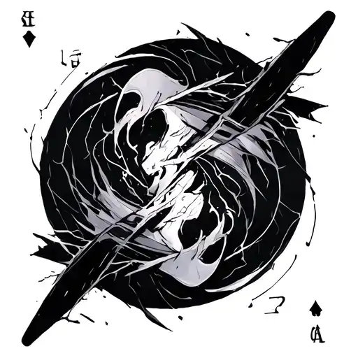 A single sheet - transforming ace 🎴 🎴 SAO (♦ A) consisting of two parts: lower left: burned, cracked, darker toned tattoo design idea