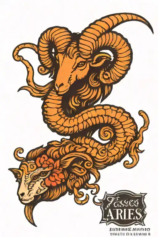 pisces and aries ram tattoo design idea
