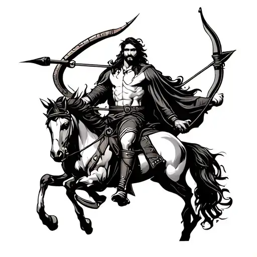 sagittarius archer riding mens thigh tattoo design tattoo design idea