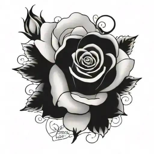 Roses with the sentence Famyli over Everything and some slave and the (AN above with a crown arm tatto tattoo design idea