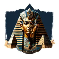 pharaoh head surrounded with pyramids include the eye tattoo design idea