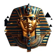 pharaoh head surrounded with pyramids include the eye tattoo design idea