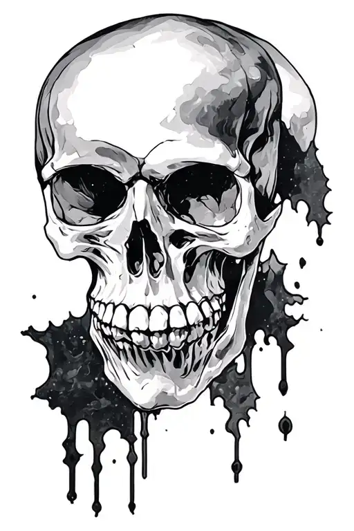 skull depressed tattoo design idea