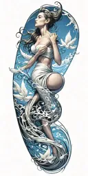 woman and wind  tattoo design idea