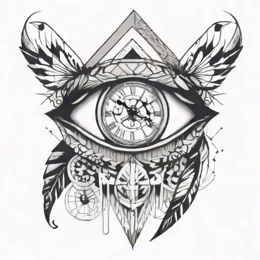 i want the tattoo in traditional ink. i want a clock inside of a human eye   tattoo design idea