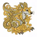 embroidered kangaroo tattoo design idea