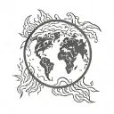 Earth in flames tattoo design idea