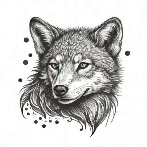 wolf cub heart tattoo design idea