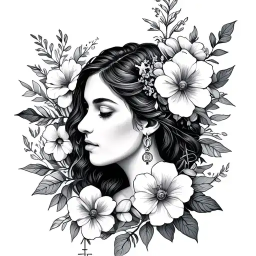 religious, flowers, Virgo, beautician, healthcare, mother, new beginnings tattoo design idea