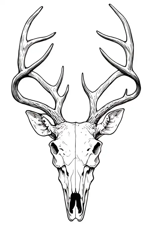 buck deer skull tattoo design idea