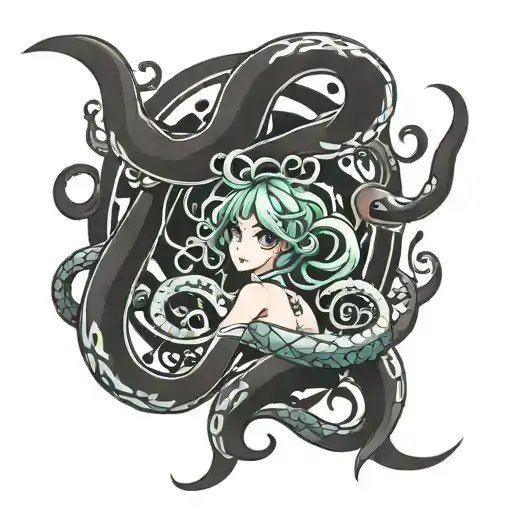 Tentacles spiraling tattoo design idea
