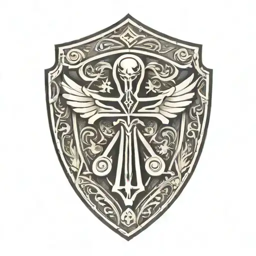 shield and Ankh Symbol tattoo design idea