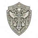 shield and Ankh Symbol tattoo design idea