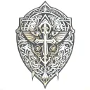 shield and Ankh Symbol tattoo design idea