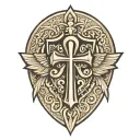 shield and Ankh Symbol tattoo design idea