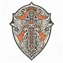 shield and Ankh Symbol tattoo design idea