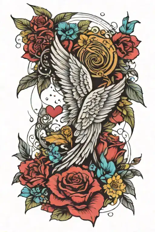 Feather Angel wings Fingerprint Heartbeat Umbrella Carnation Garnet tiny heart Turquoise  Narcissus Gladiolus Peridot  tattoo design idea