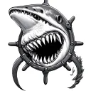 shark jaw with a ship wheel inside on the knee tattoo tattoo design idea