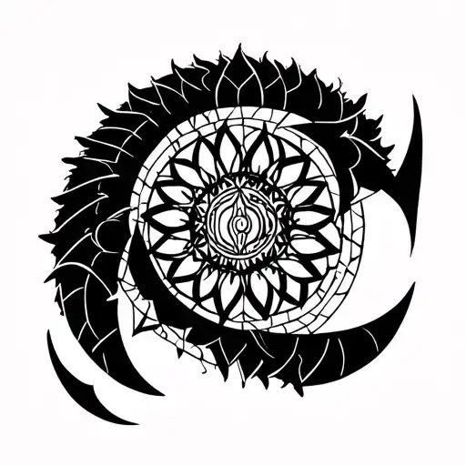 capricorn symbol with gemoetric lines and mandala prints short and rounin forearms tattoo design idea