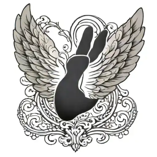 paw print with angel wings tattoo design idea