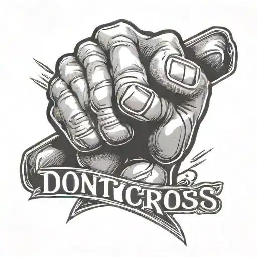 Text: "Don't Cross Us" in strong, bold lettering.Symbol: A clenched fist or hand forming a fist, symbolizing power, res tattoo design idea
