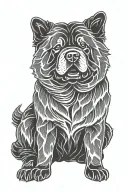 smooth coat chow chow sitting down silhouette tattoo design idea