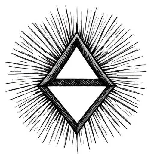 downward triangle with sun rays tattoo design idea