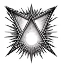 downward triangle with sun rays tattoo design idea