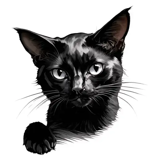 Halloween black cat tattoo design idea