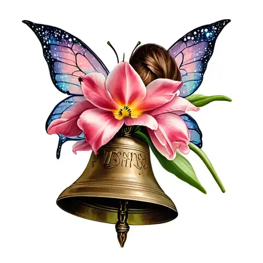tulip and bell fairy tattoo design idea