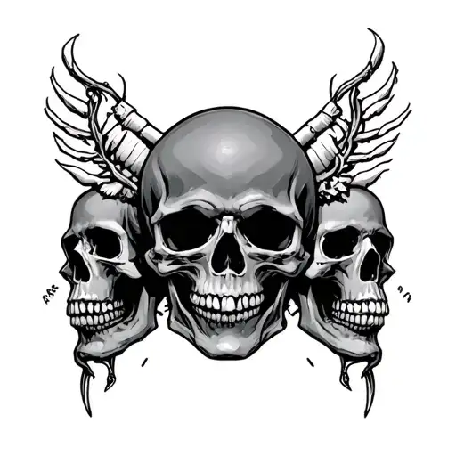 death before dishonor surronded by skulls facing away tattoo design idea