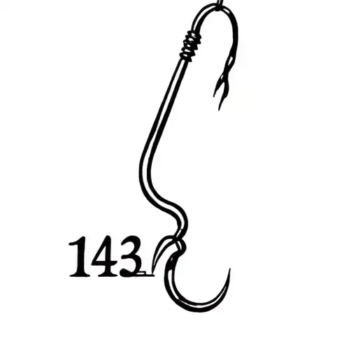 fishing hook that spells the number 1432 tattoo design idea