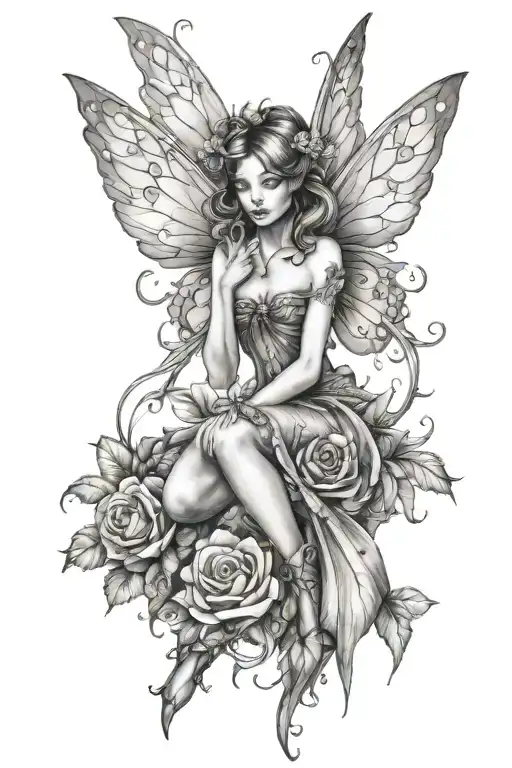 fairy and magic tattoo design idea