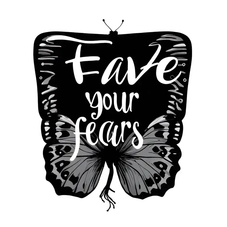 "Fave your fears" butterfly perched tattoo design idea