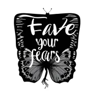 "Fave your fears" butterfly perched tattoo design idea