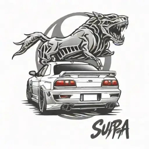 toyota supra mk4/ nissan gtr r34 skilyne tattoo design idea
