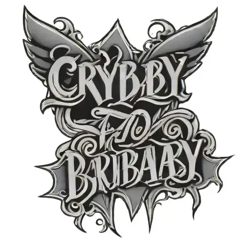 crybaby lettering tattoo design idea