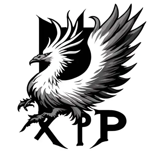 Phoenix rising from xrp logo tattoo design idea