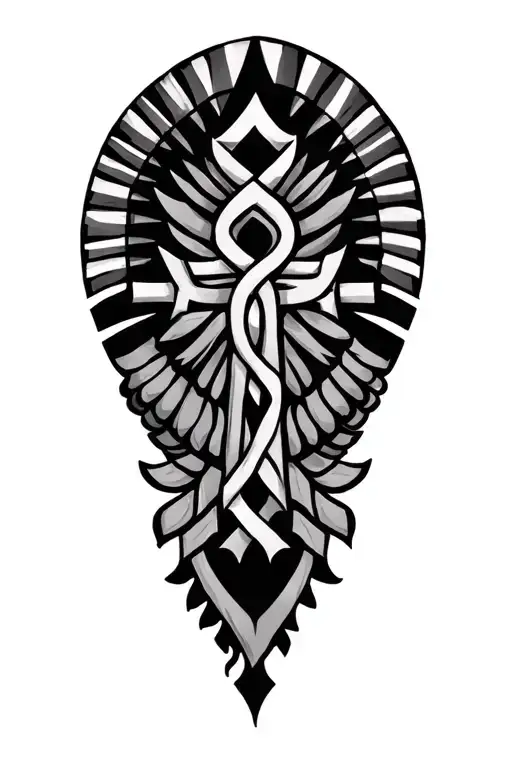 ethiopian cross intertwined tattoo design idea