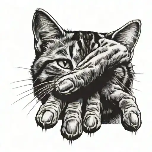 cat paw reaching out for human hand tattoo tattoo design idea