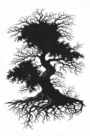 tree with roots reaching deep tattoo design idea
